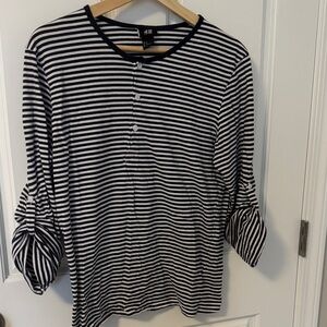 H&M Navy and White Striped Button Down Shirt